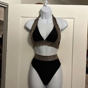 Black & Gold high waist bikini